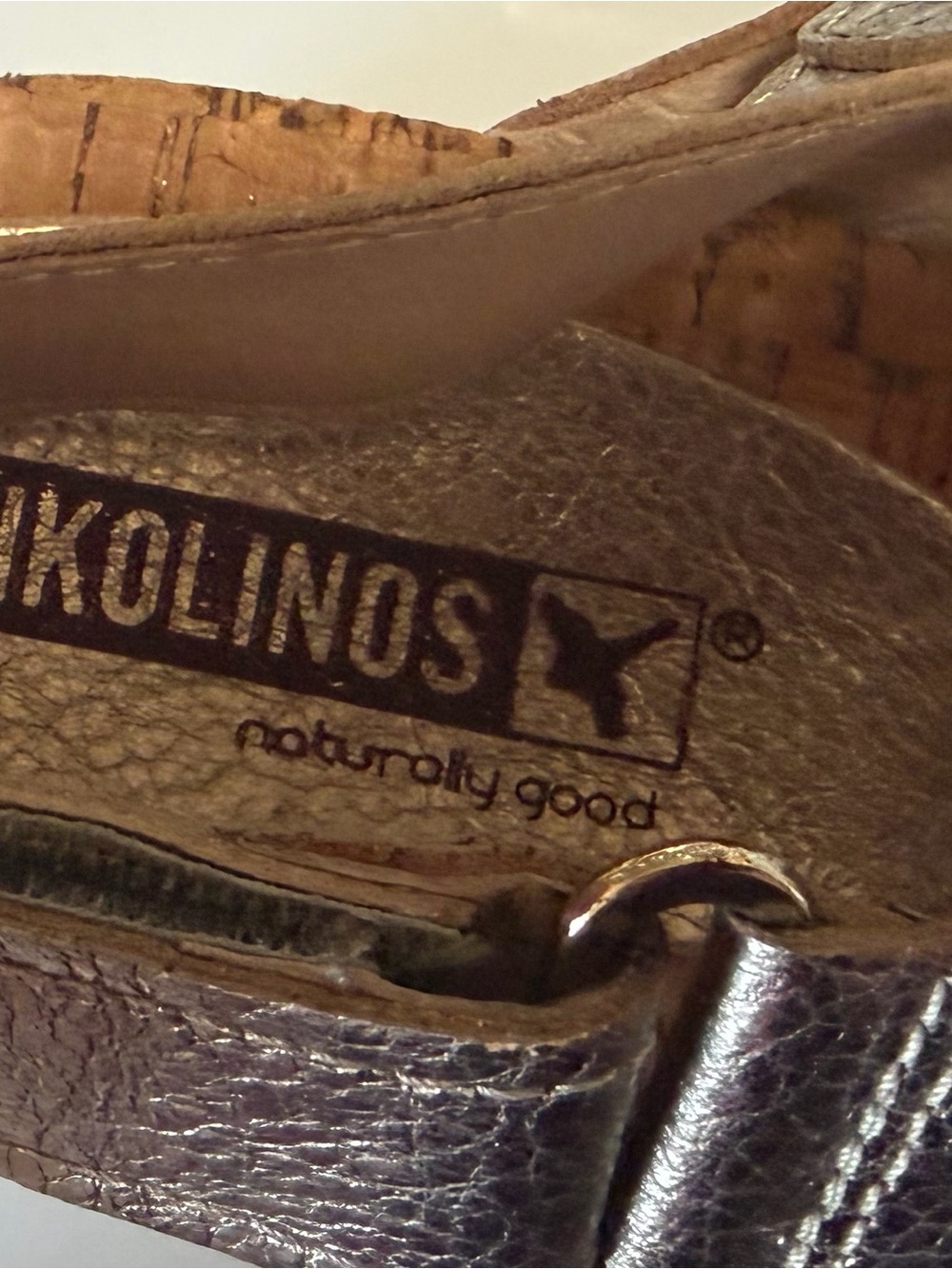 PIKOLINOS Metallic Silver Women's Cork Slingback Sandals EU 40 US 9.5 10 - Picture 3 of 5